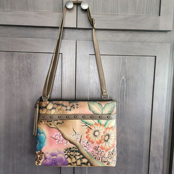 Anuschka S.M.D.C Medium Crossbody Convertible Purse Adjustable Floral Safari - Picture 4 of 16